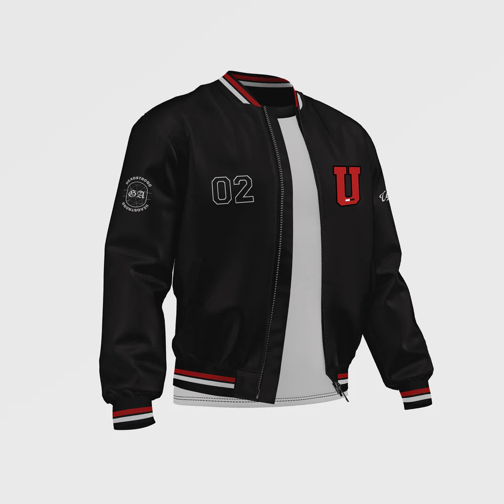 ASO Men’s Black Satin Bomber Jacket in France style