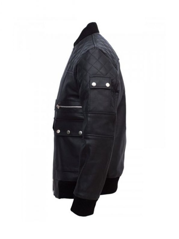 Durable black leather jacket designed for men’s work needs in United State Market