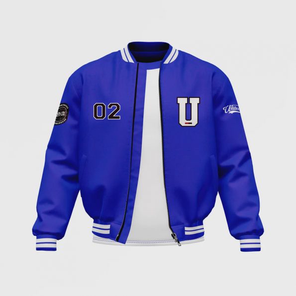 Men’s Blue Satin Bomber Jacket by ASO in USA