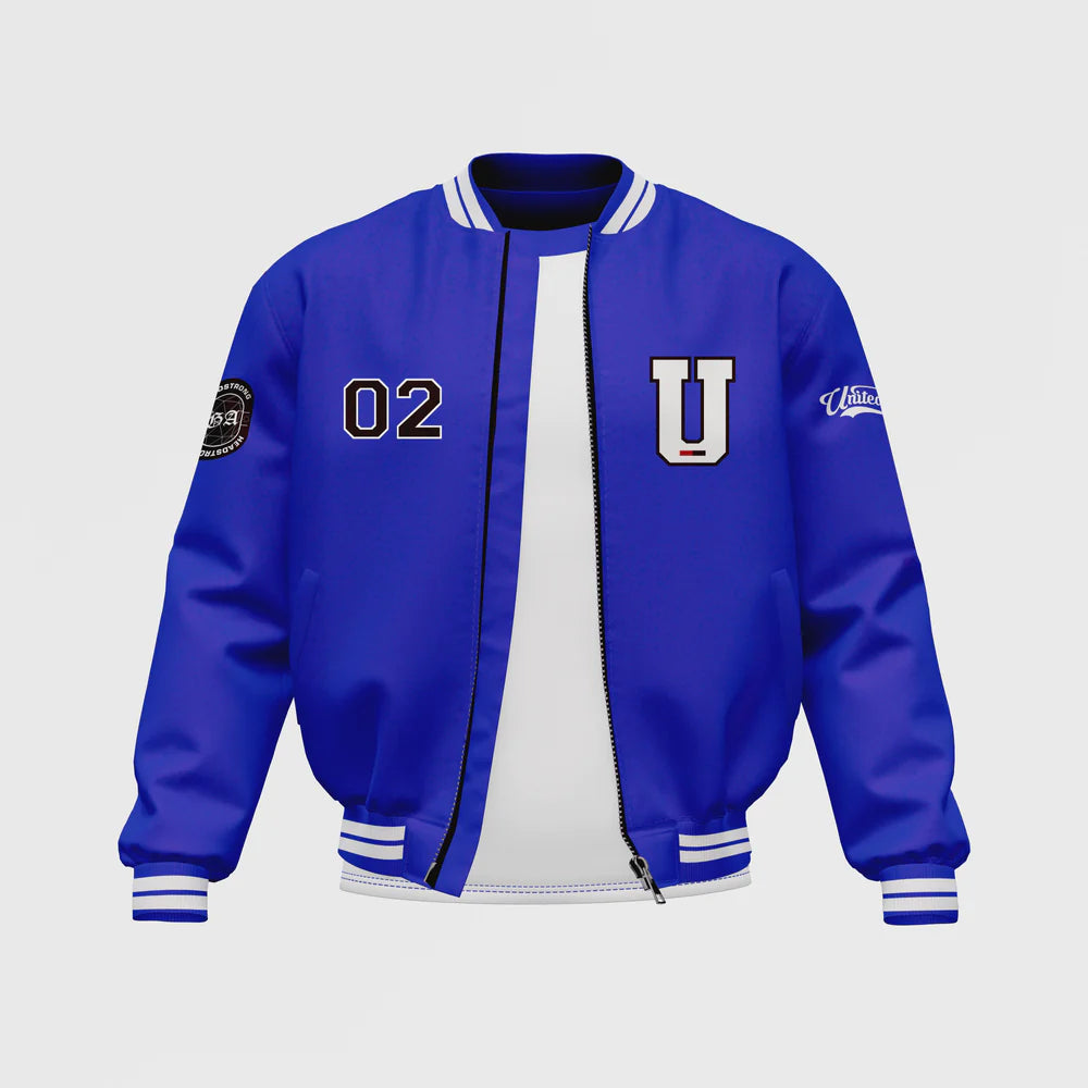Men’s Blue Satin Bomber Jacket by ASO in USA