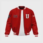 Men’s Red Satin Bomber Jacket by ASO in USA