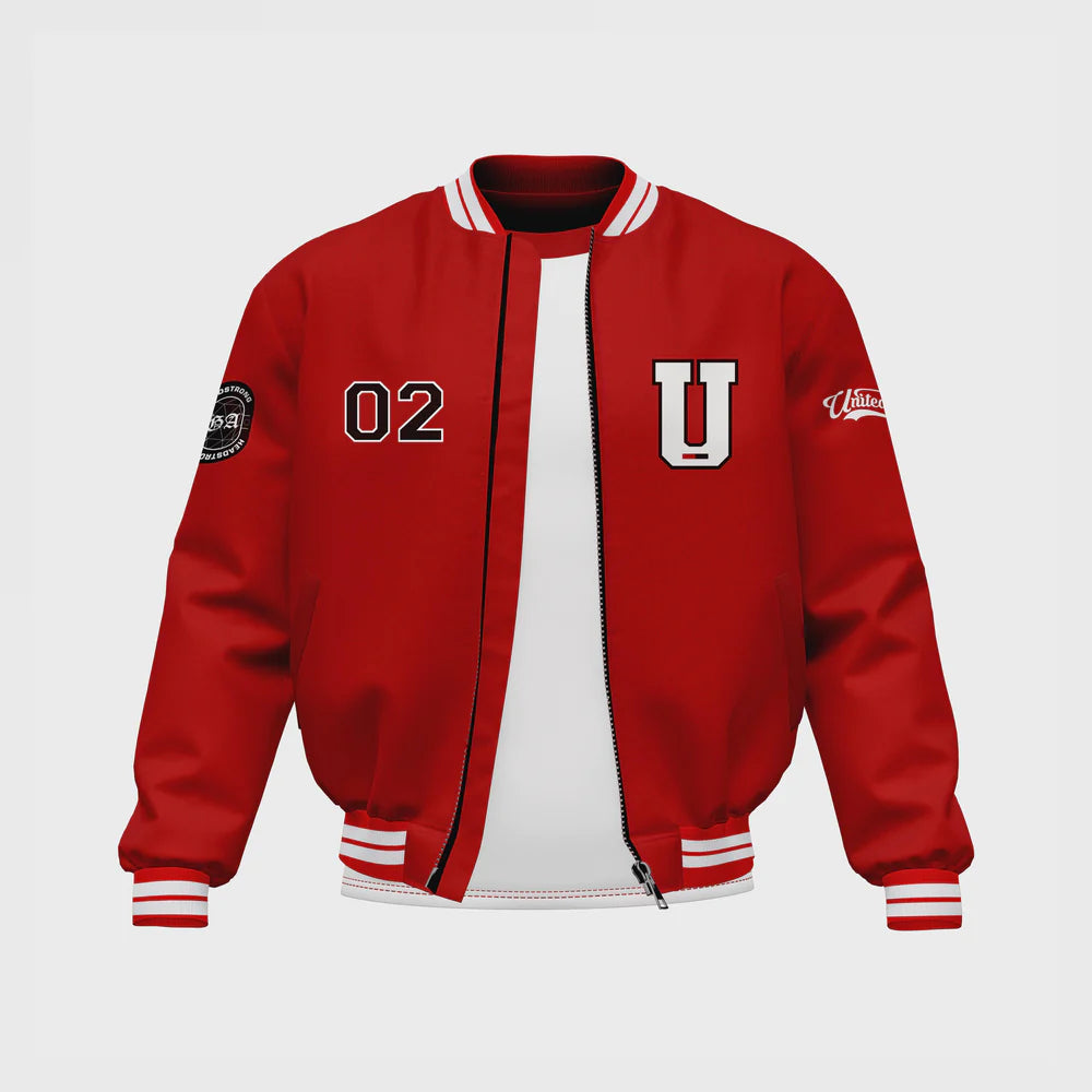 Men’s Red Satin Bomber Jacket by ASO in USA