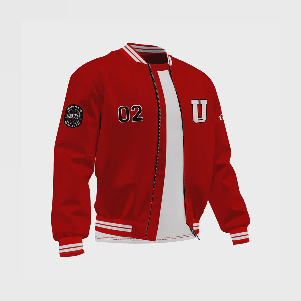 ASO Men’s Red Satin Bomber Jacket in France style