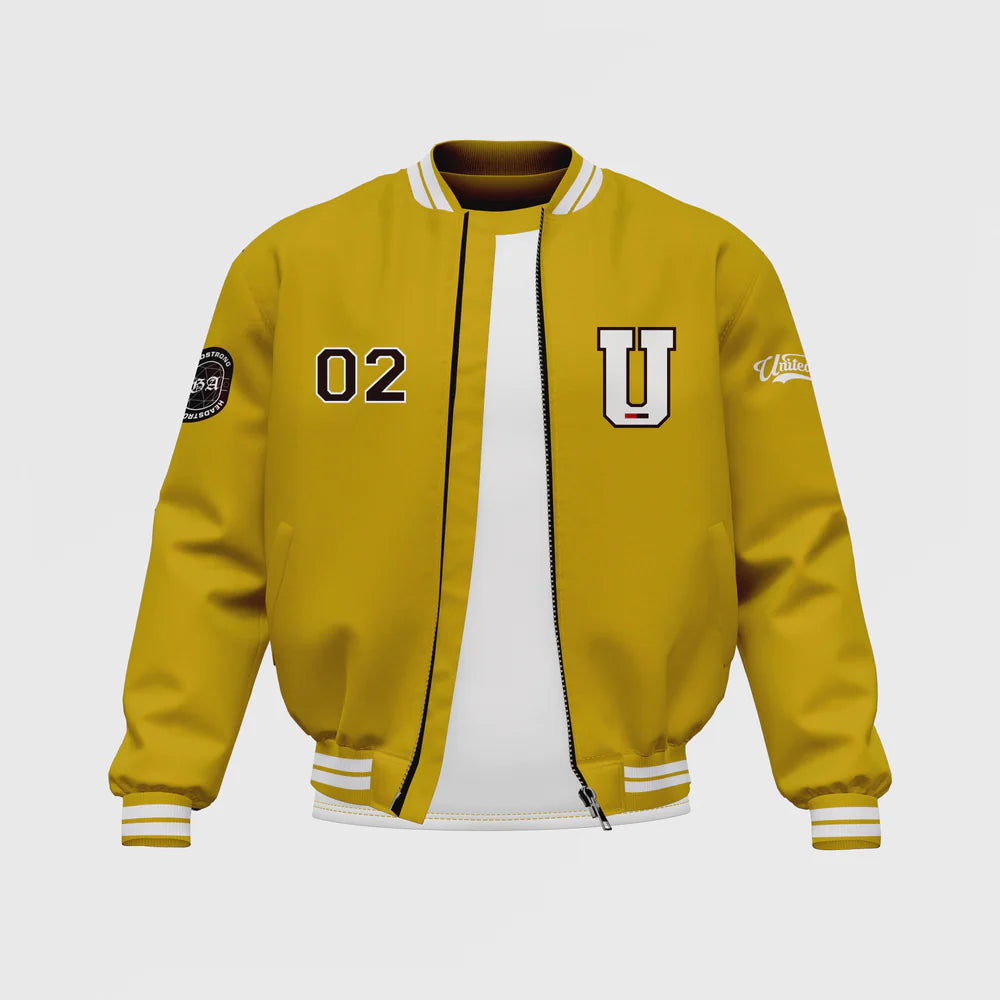 Men’s Yellow Satin Bomber Jacket by ASO in USA