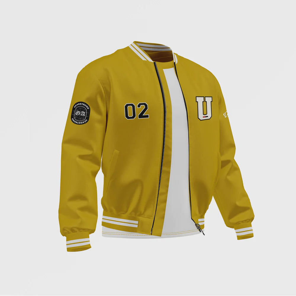 ASO Men’s Yellow Satin Bomber Jacket in France style