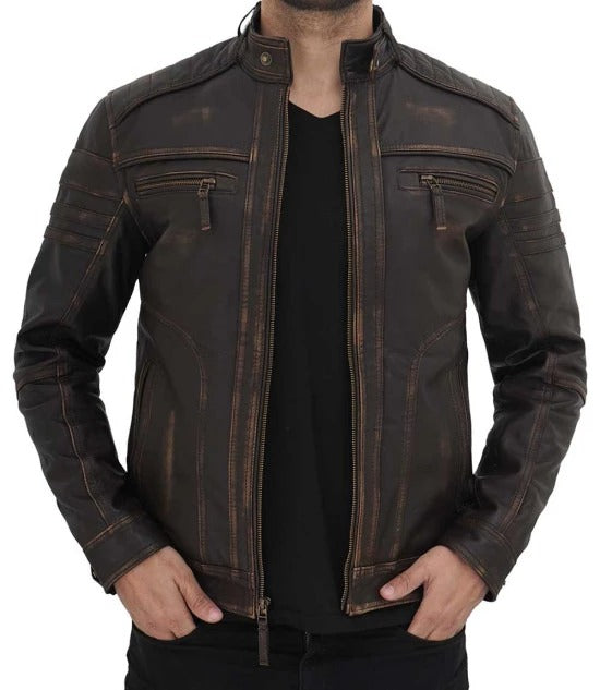 Monroe distressed brown leather jacket in USA